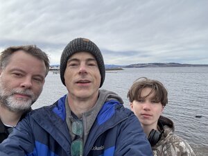 The three of us with Mjøsa in the background